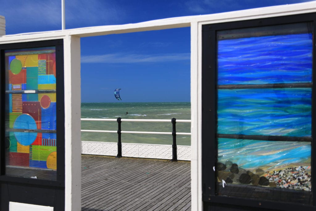 An art echibition displayed at Worthing seafront